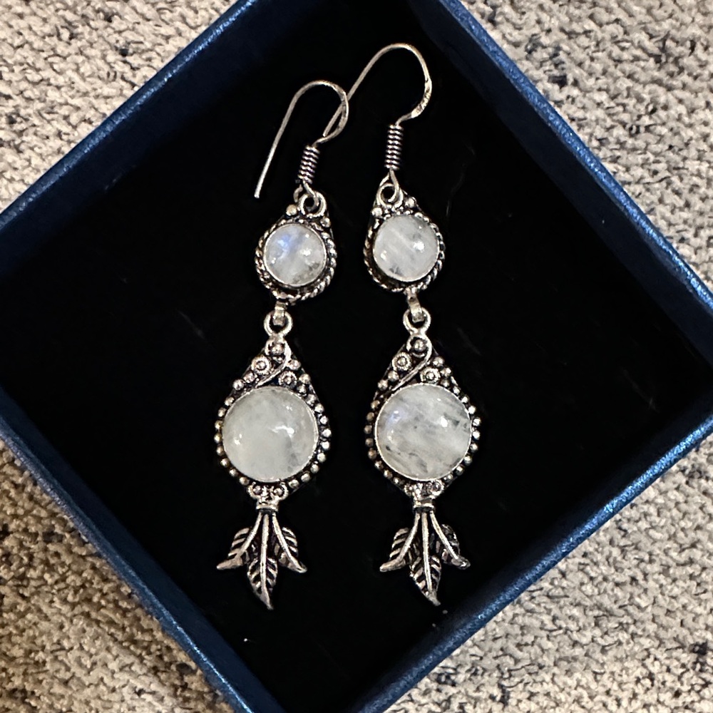 Sterling Silver Moonstone Dangle Earrings